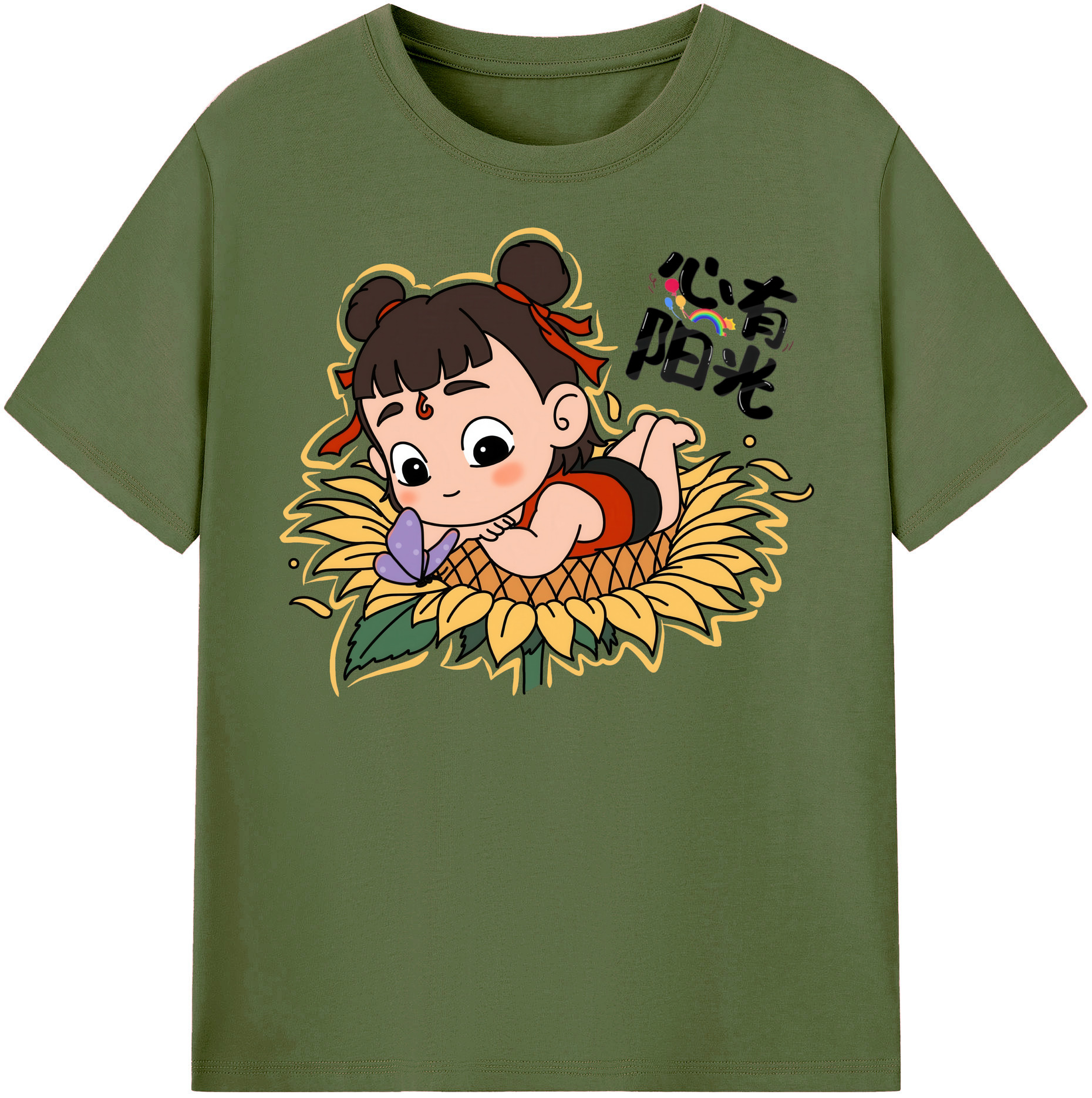 （画像用） Ne Zha 2 ナタ 魔童の大暴れ 綿100％半袖Tシャツ（フロントプリント）